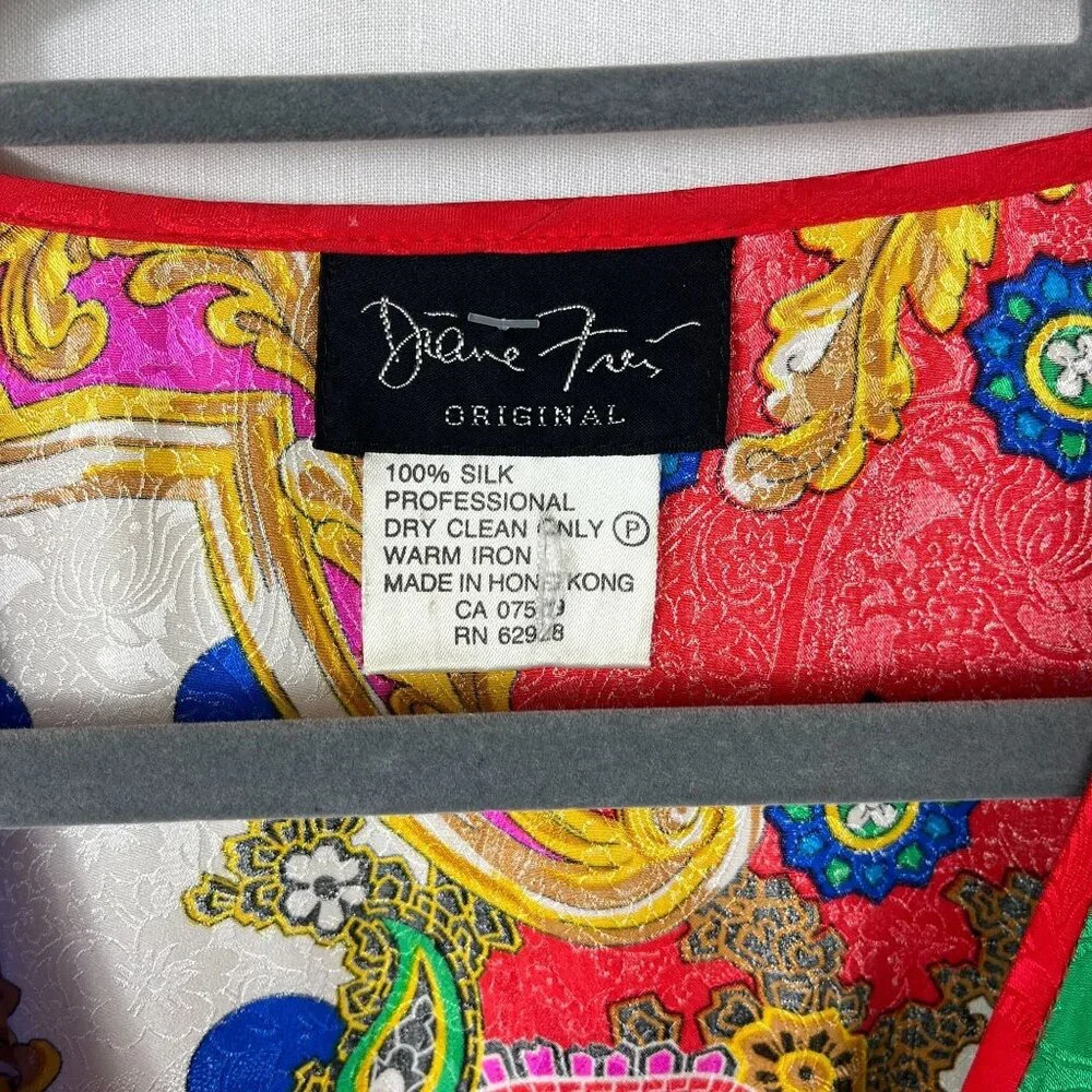 Vintage Diane Freis 100% Silk Maxi Dress Womens M Paisley Deadstock Avant Garde - Picture 10 of 15